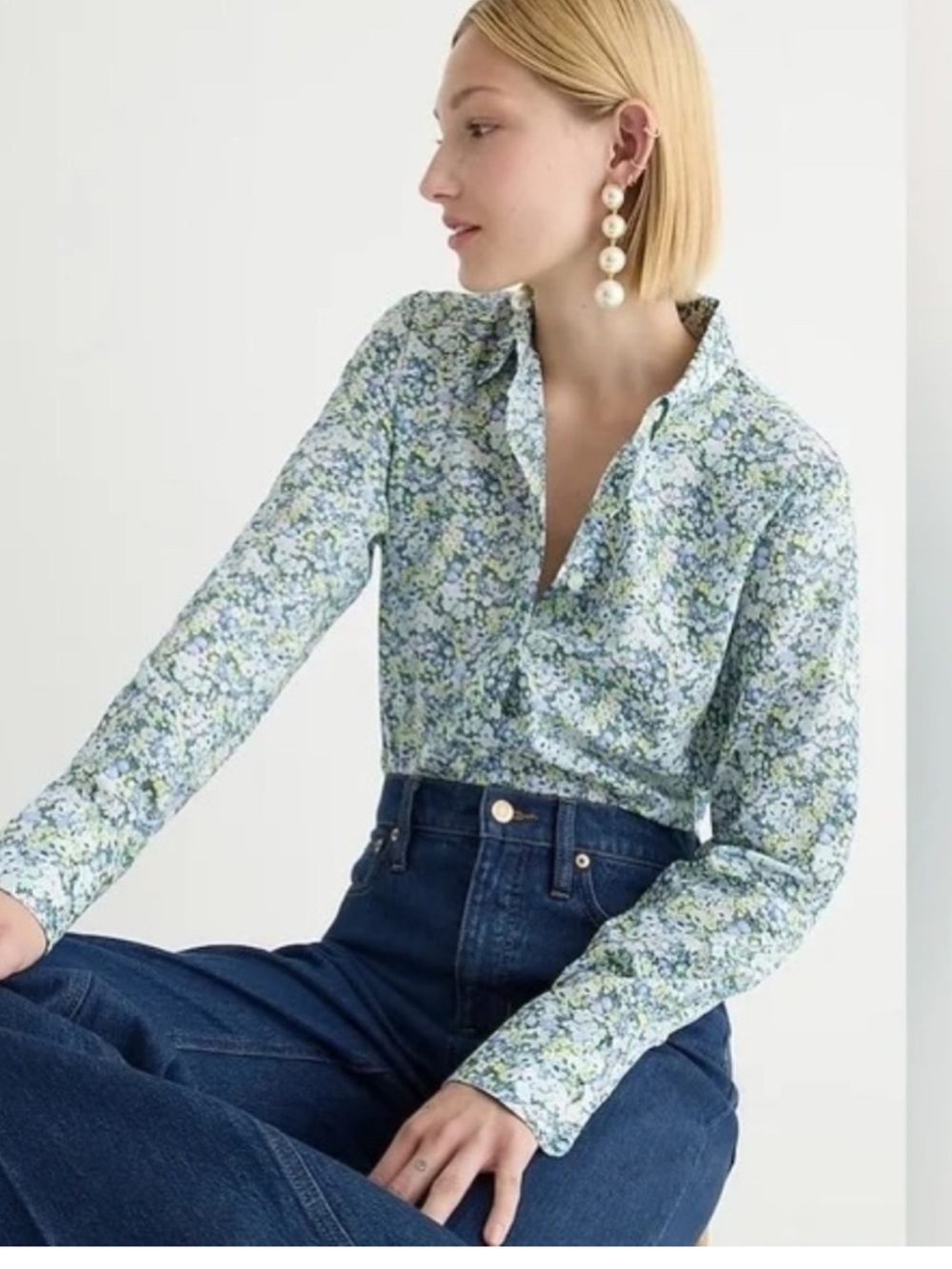J. Crew Floral Button-Down Shirt in Liberty Thorpe Hill Fabric size 0
